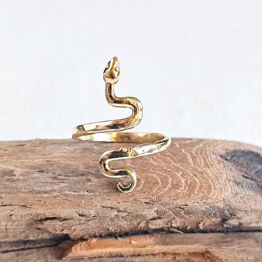 Brass snake serpent cobra ring adjustable handmade