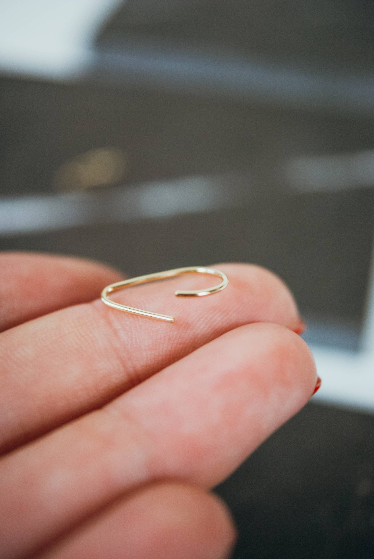 Triangle Huggie Hoop, Solid 14K Gold