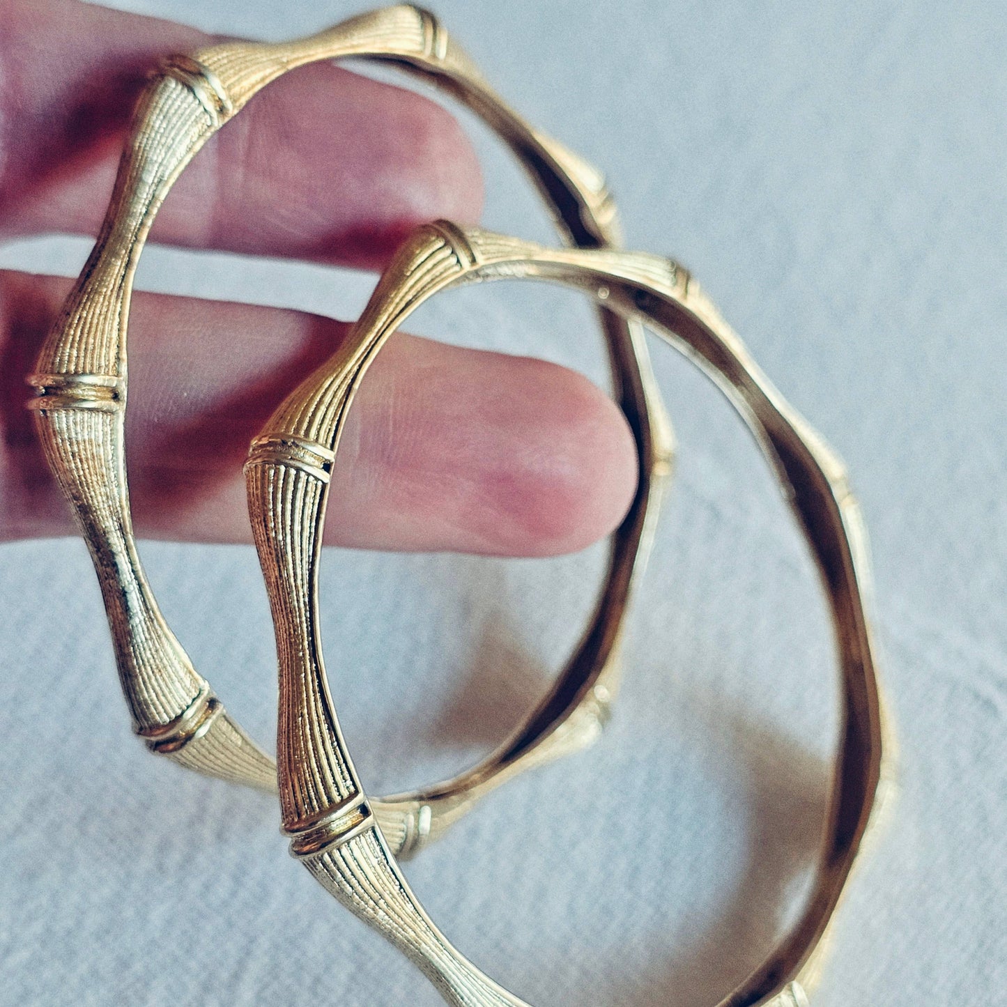 Brass bamboo classic handcast bangle bracelet