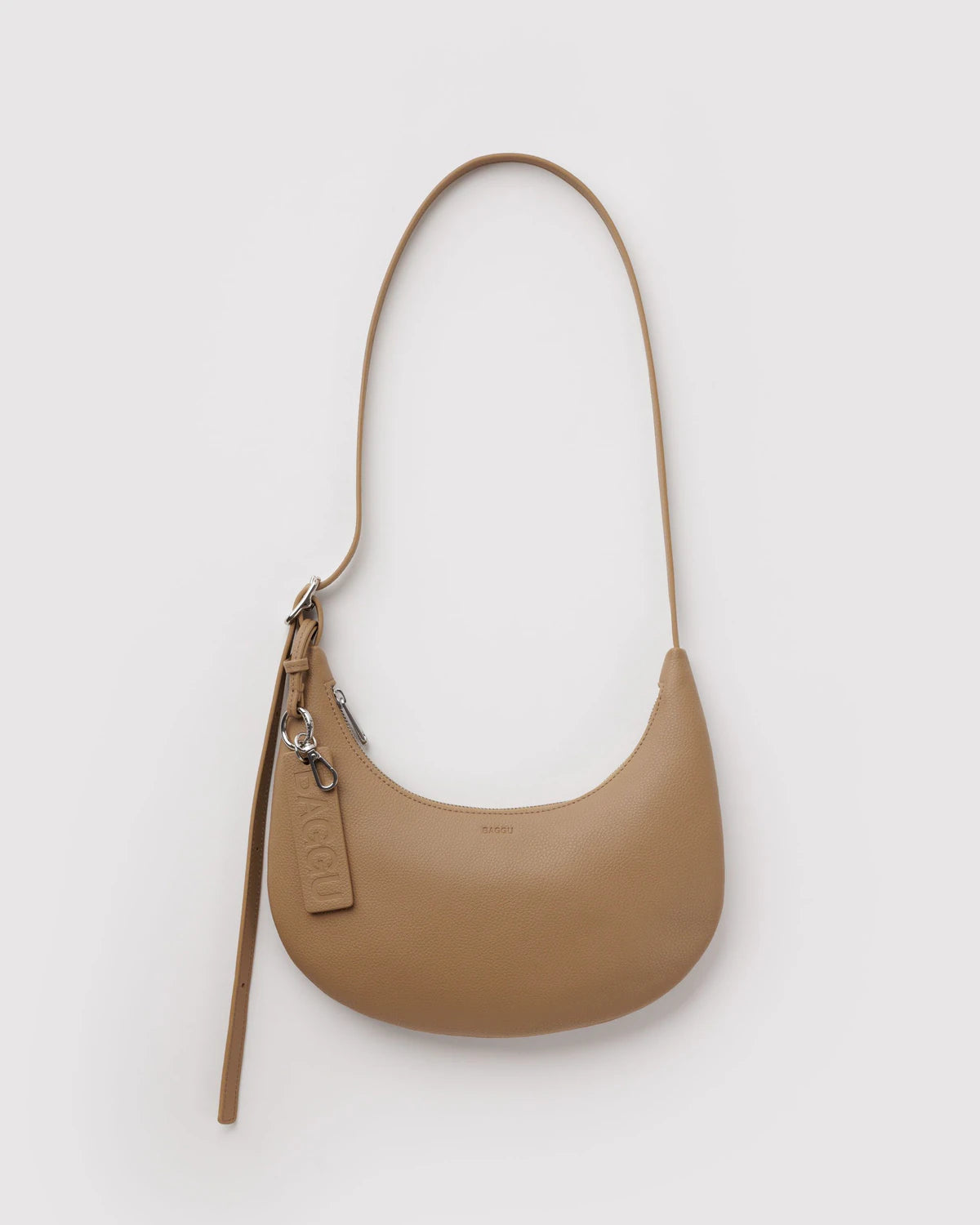 Small Recycled Leather Flat Crescent Bag