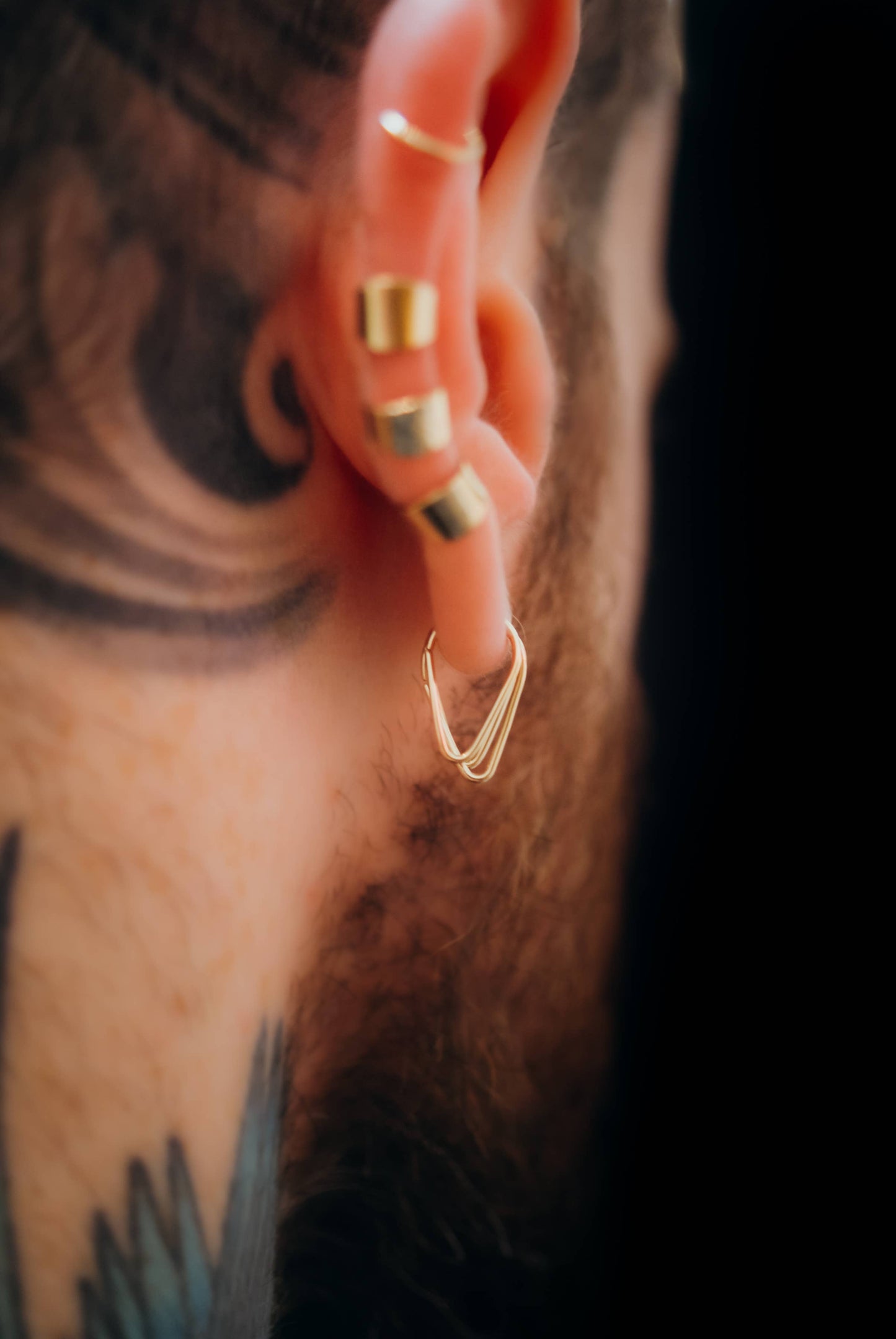 Triangle Huggie Hoop, Solid 14K Gold