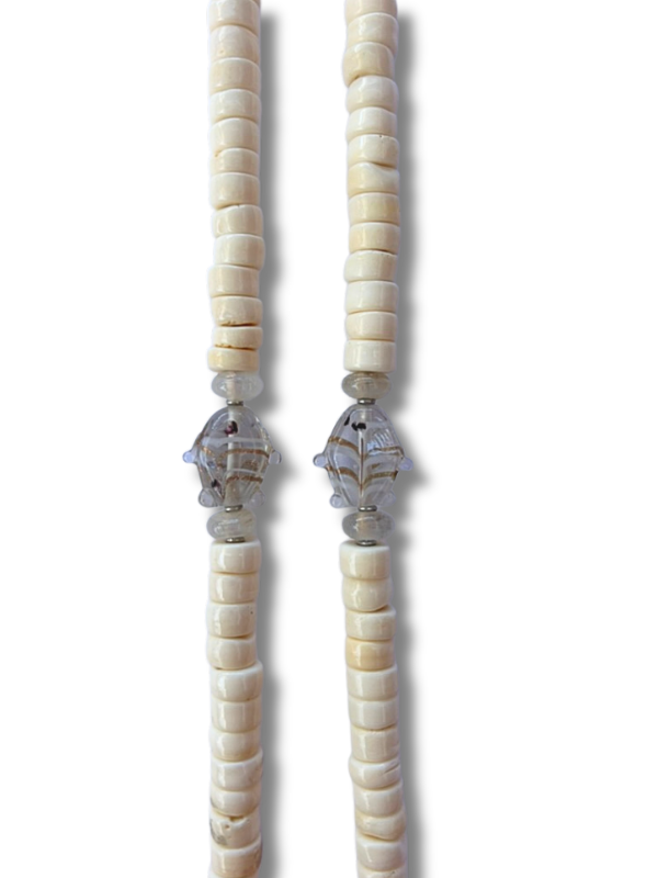 Bone, Chalcedony, Glass Fish Necklace