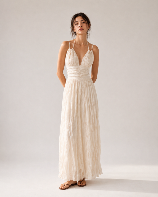 Muslin Cotton Maxi Empire Waist Dress