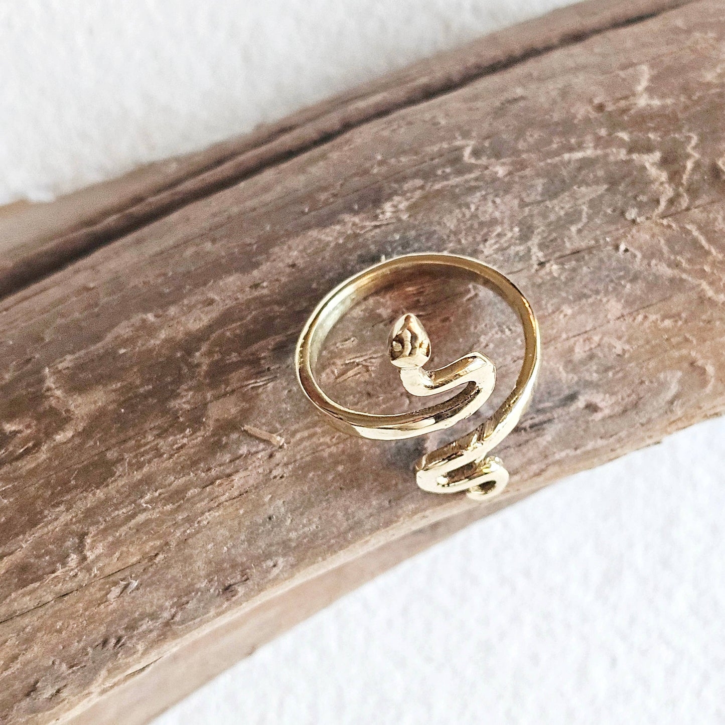 Brass snake serpent cobra ring adjustable handmade