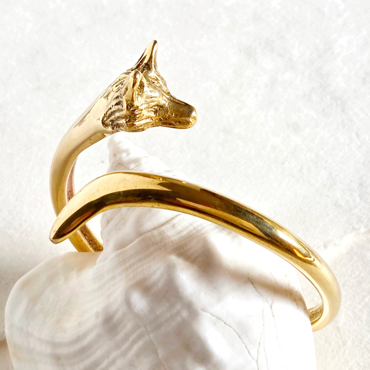 Brass Wolf Fox Dog Animal Cuff Bracelet Cuff