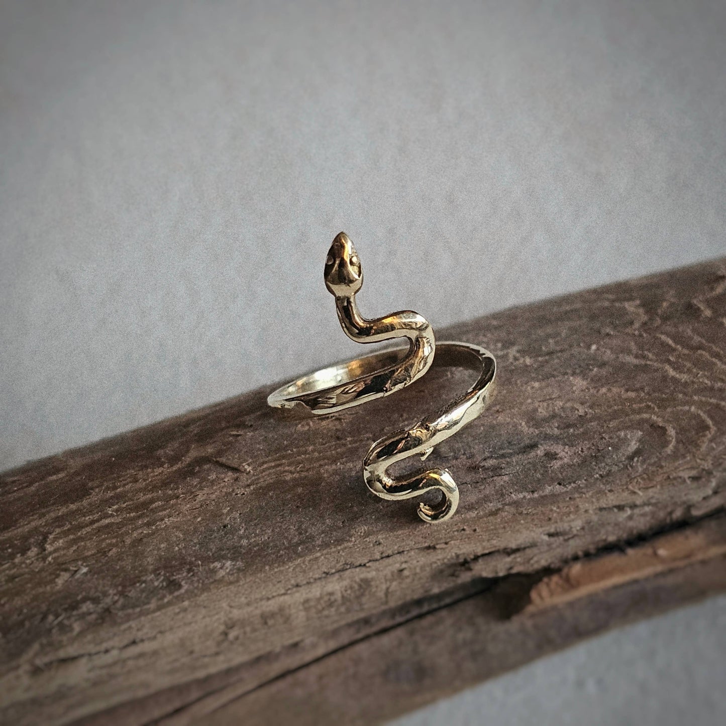 Brass snake serpent cobra ring adjustable handmade