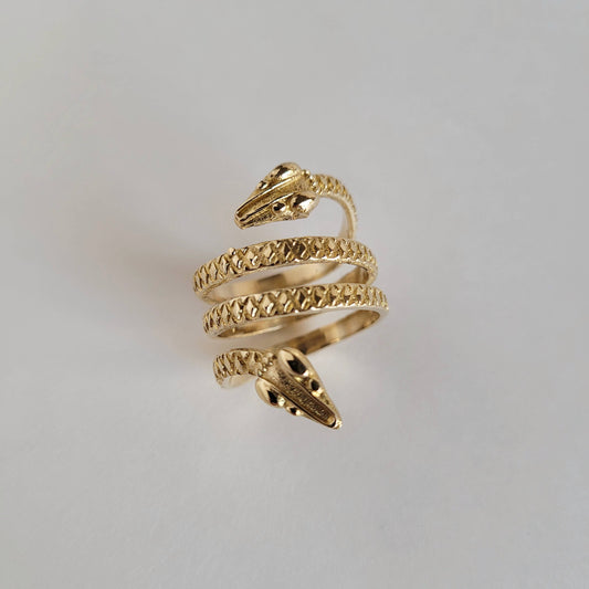 Brass snake serpent animal spiral ring