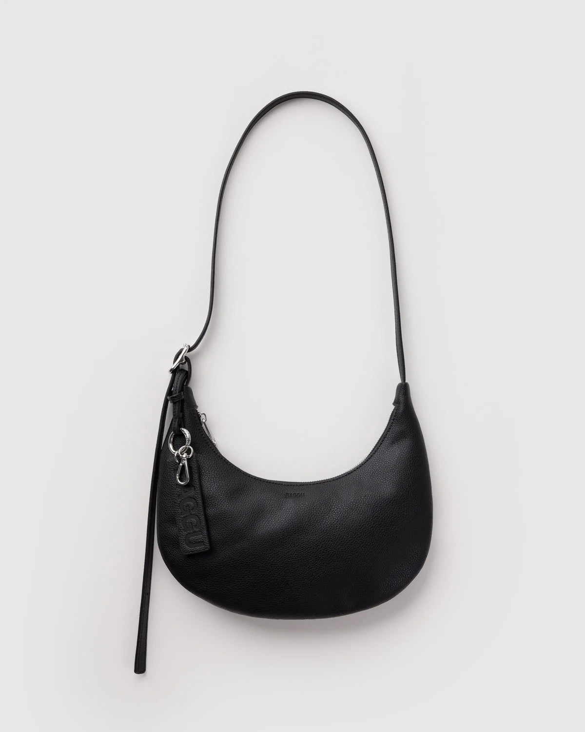 Small Recycled Leather Flat Crescent Bag