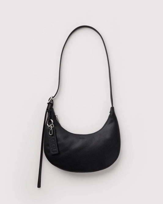 Small Recycled Leather Flat Crescent Bag
