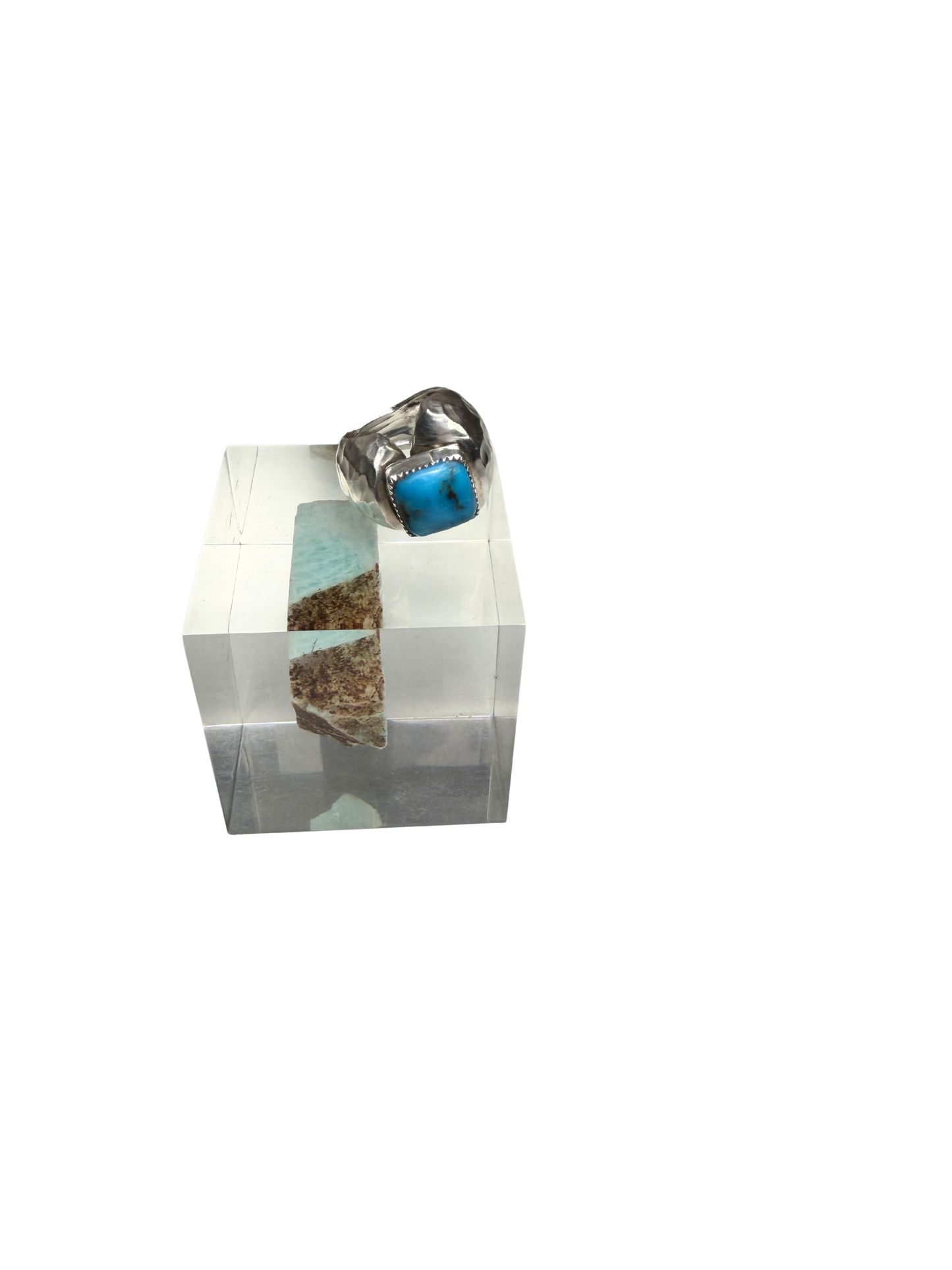 Hammered Silver Turquoise Ring