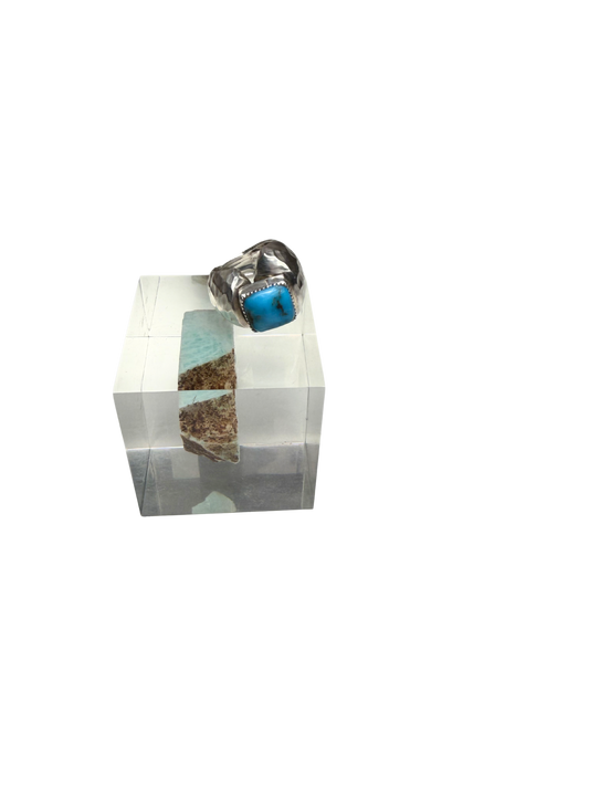 Hammered Silver Turquoise Ring