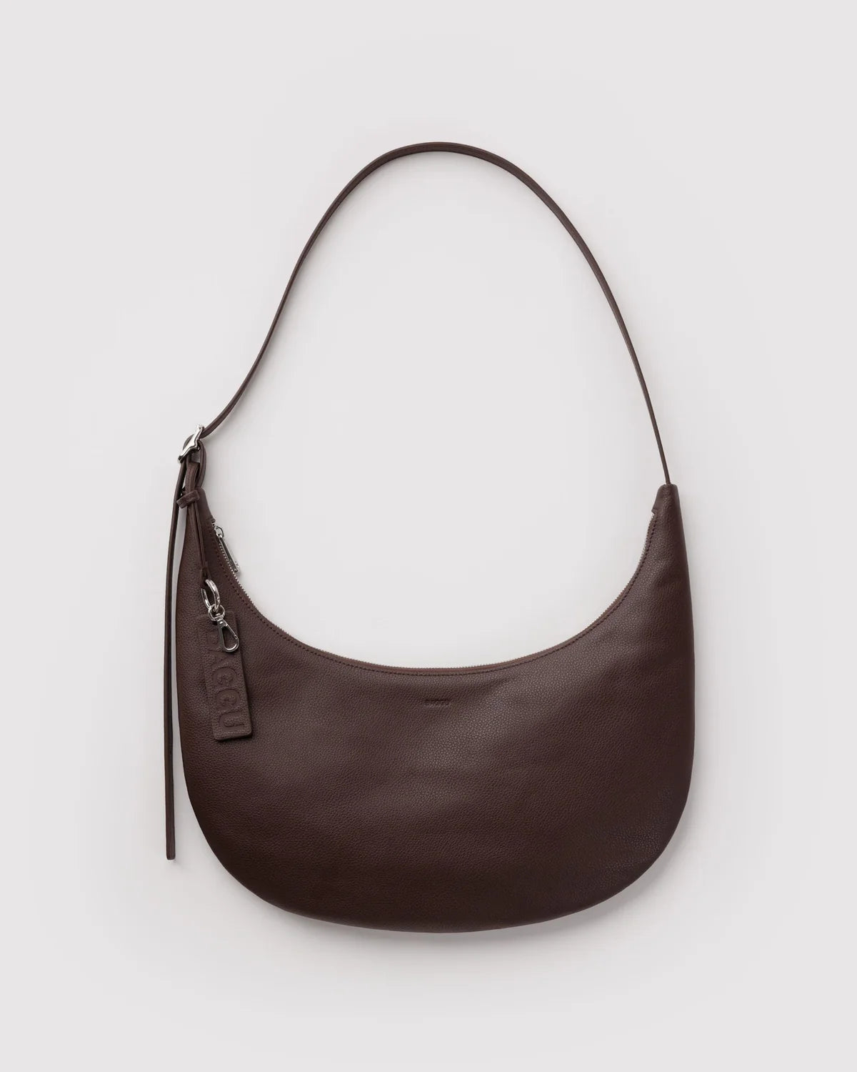 Medium Recycled Leather Flat Crescent Bag
