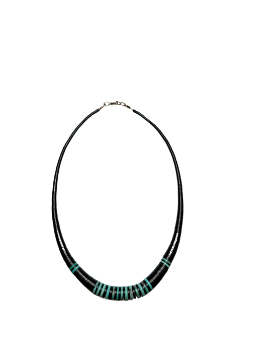 Turquoise & Black Jet Heishi Bead Necklace SDP Kewa