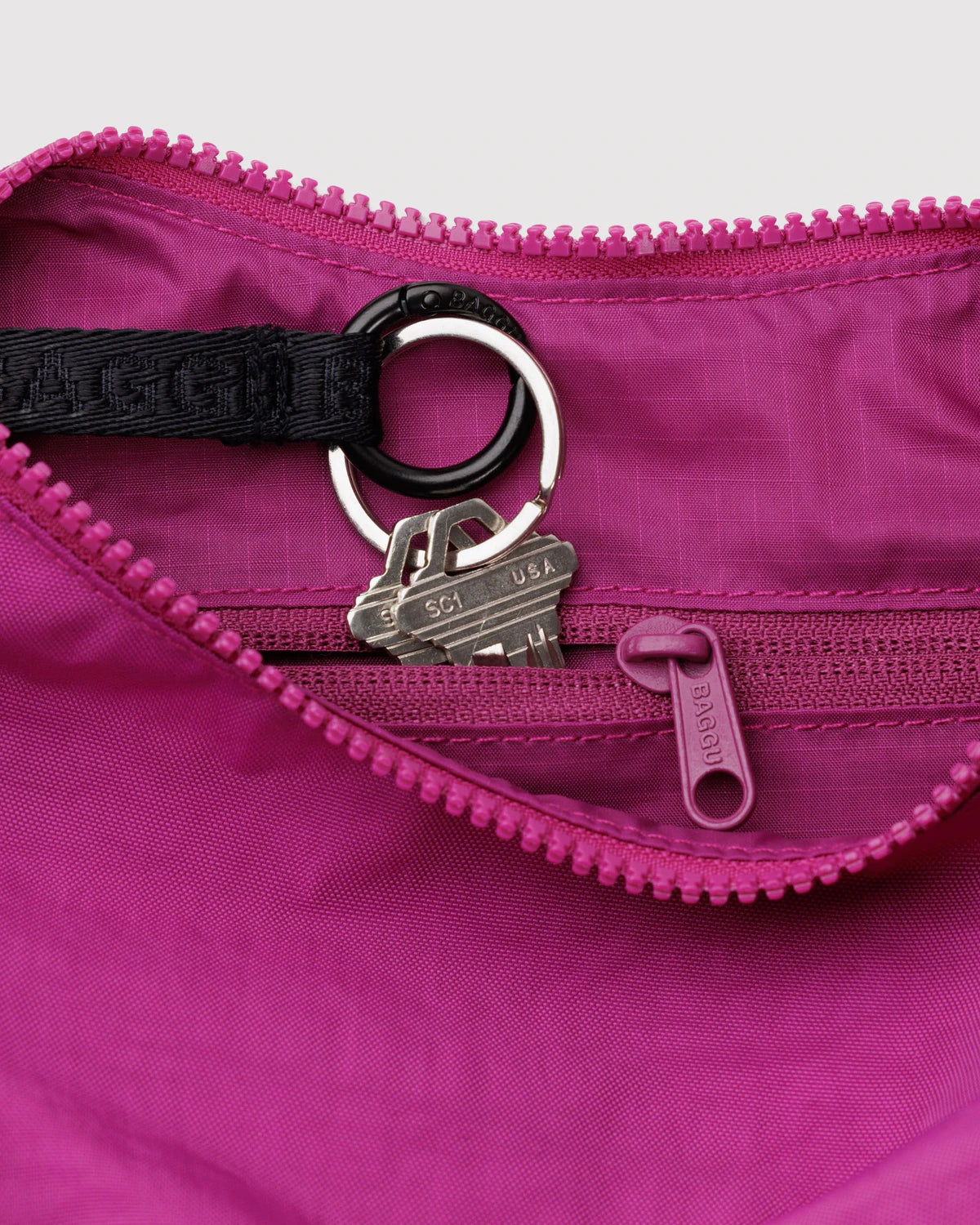 Medium Nylon Crescent Bag - Deep Fuschia