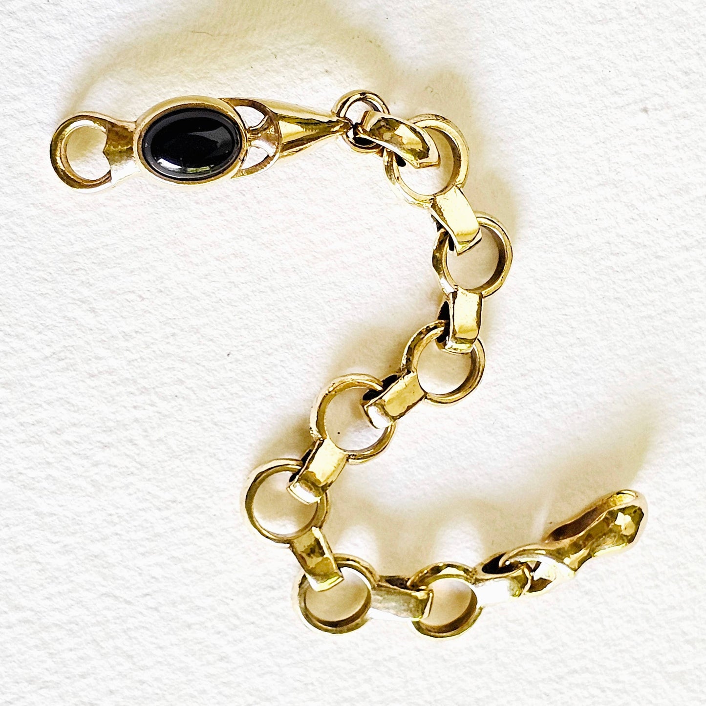 Brass Chain link chunky gemstone bracelet handmade