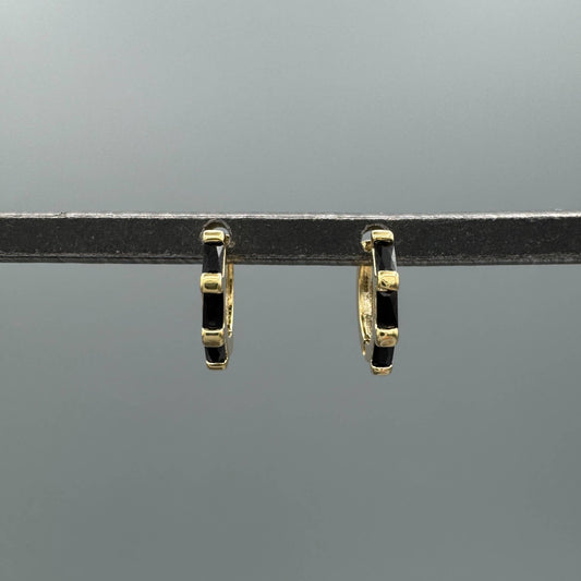 Gold Colored Baguette CZ Huggies