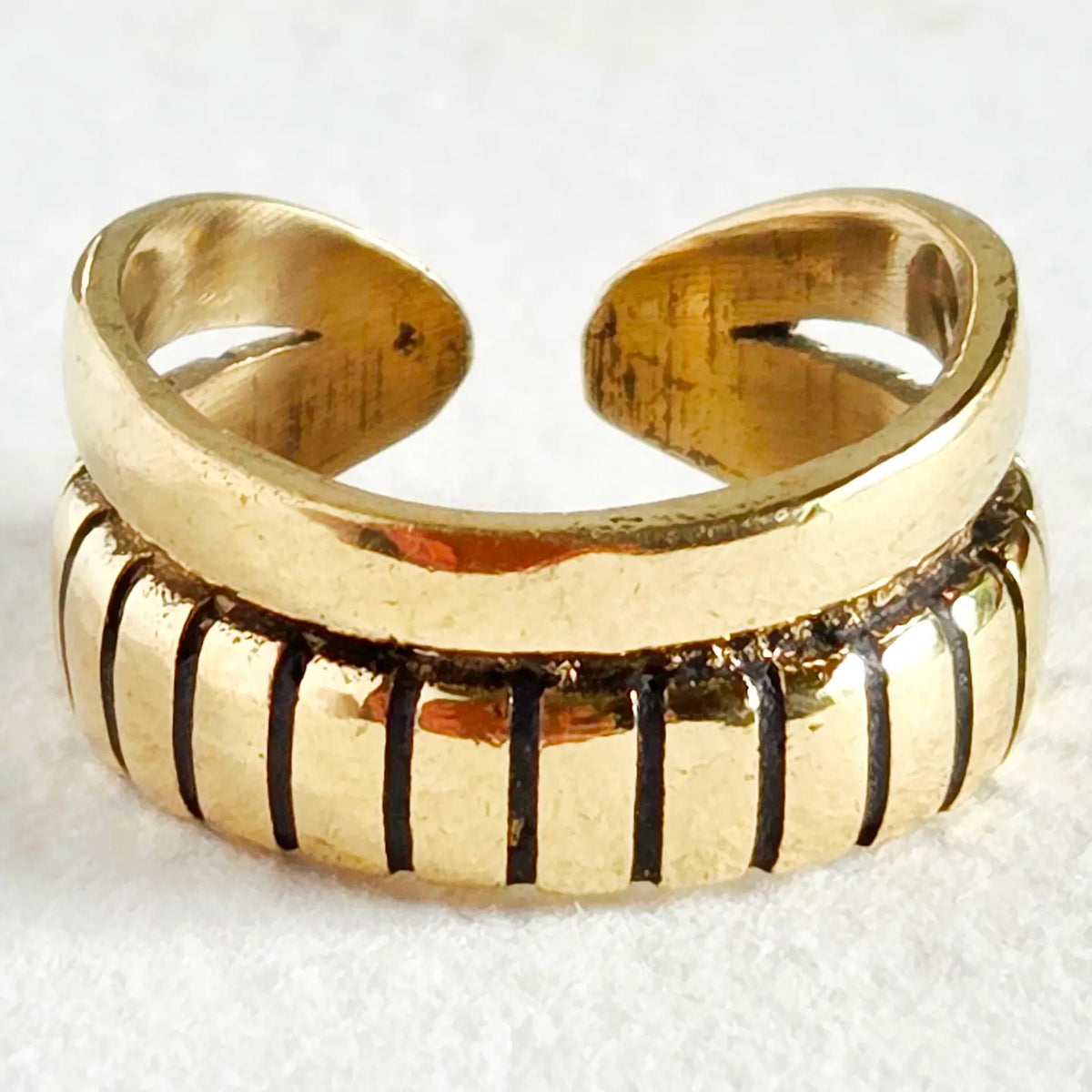 Brass Ornate Band Adjustable Ring Handcrafted