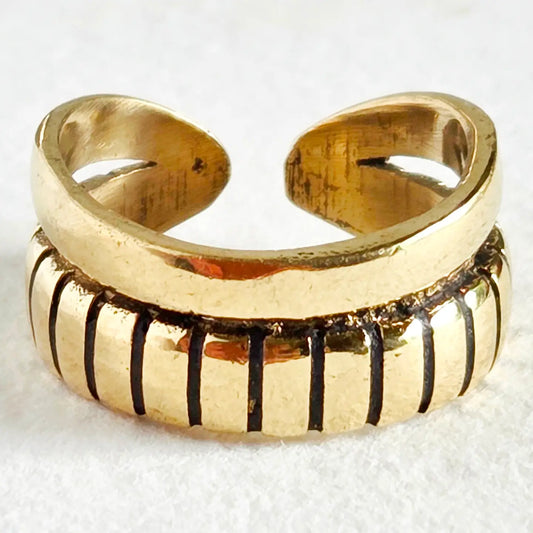 Brass Ornate Band Adjustable Ring Handcrafted