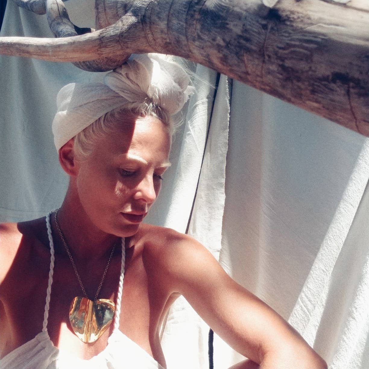 Crushed brass large Beaten Heart Pendant necklace