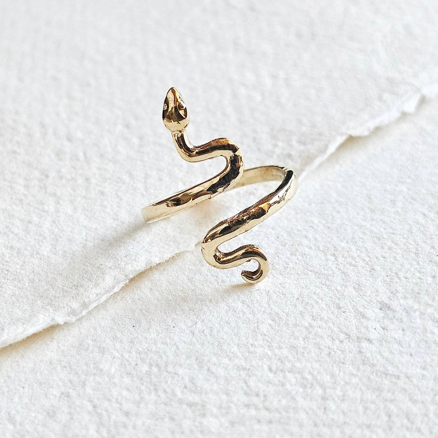 Brass snake serpent cobra ring adjustable handmade