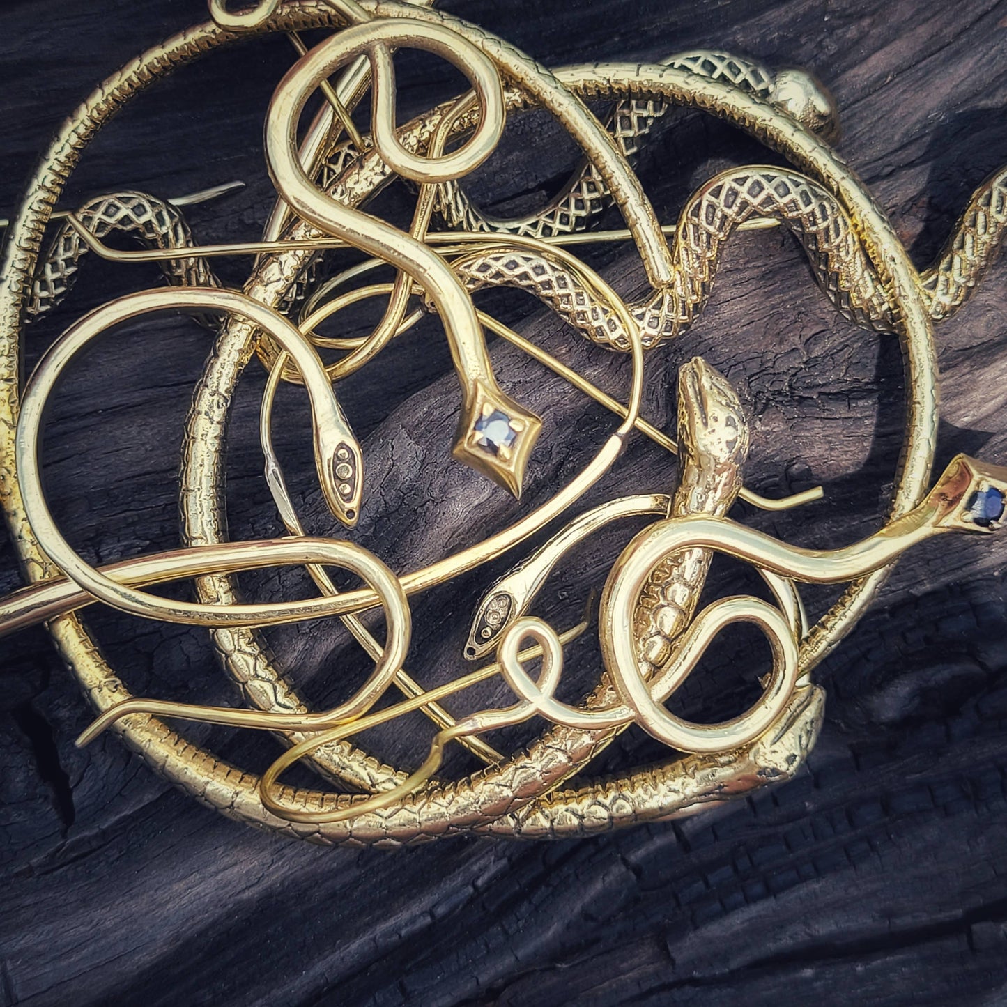 Brass snake serpent cuff bangle bracelet handmade