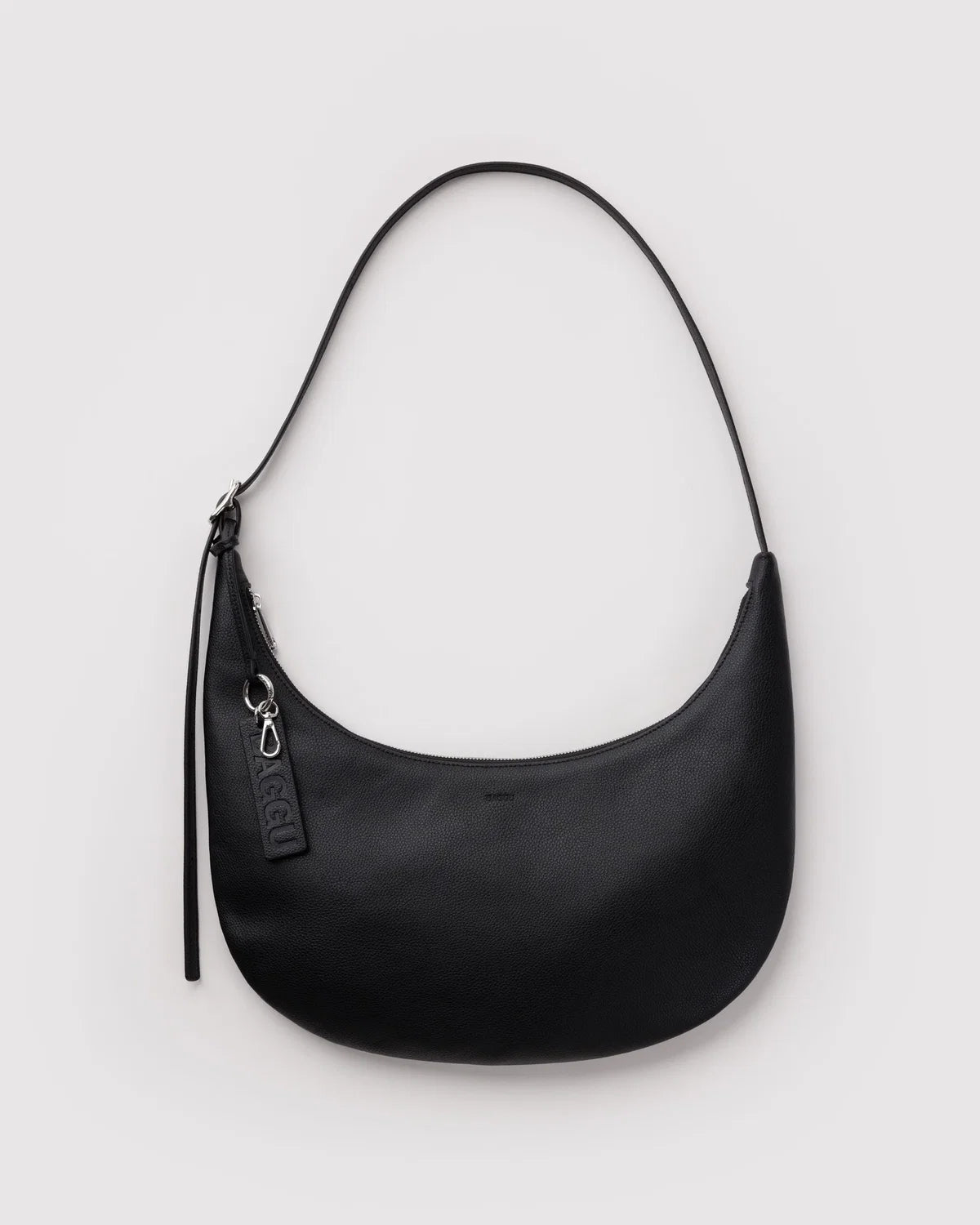 Medium Recycled Leather Flat Crescent Bag