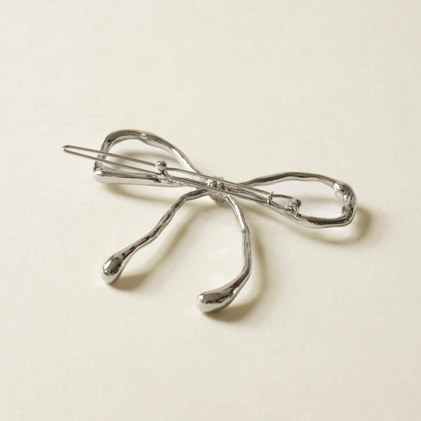 Metal Bow Barrette Hair Clip | Silver
