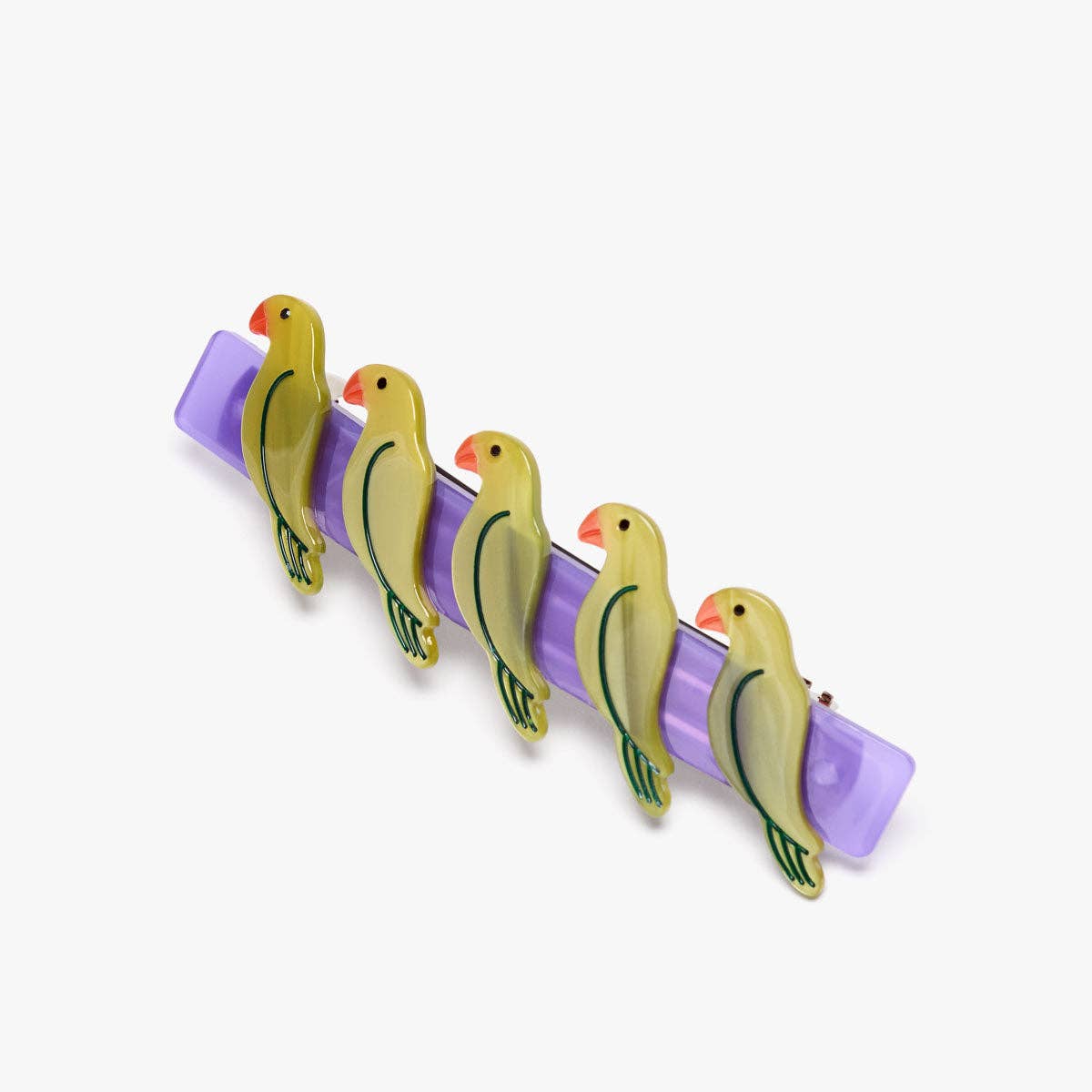 Pasadena Green Parrots French Barrette Women's Hair Clip