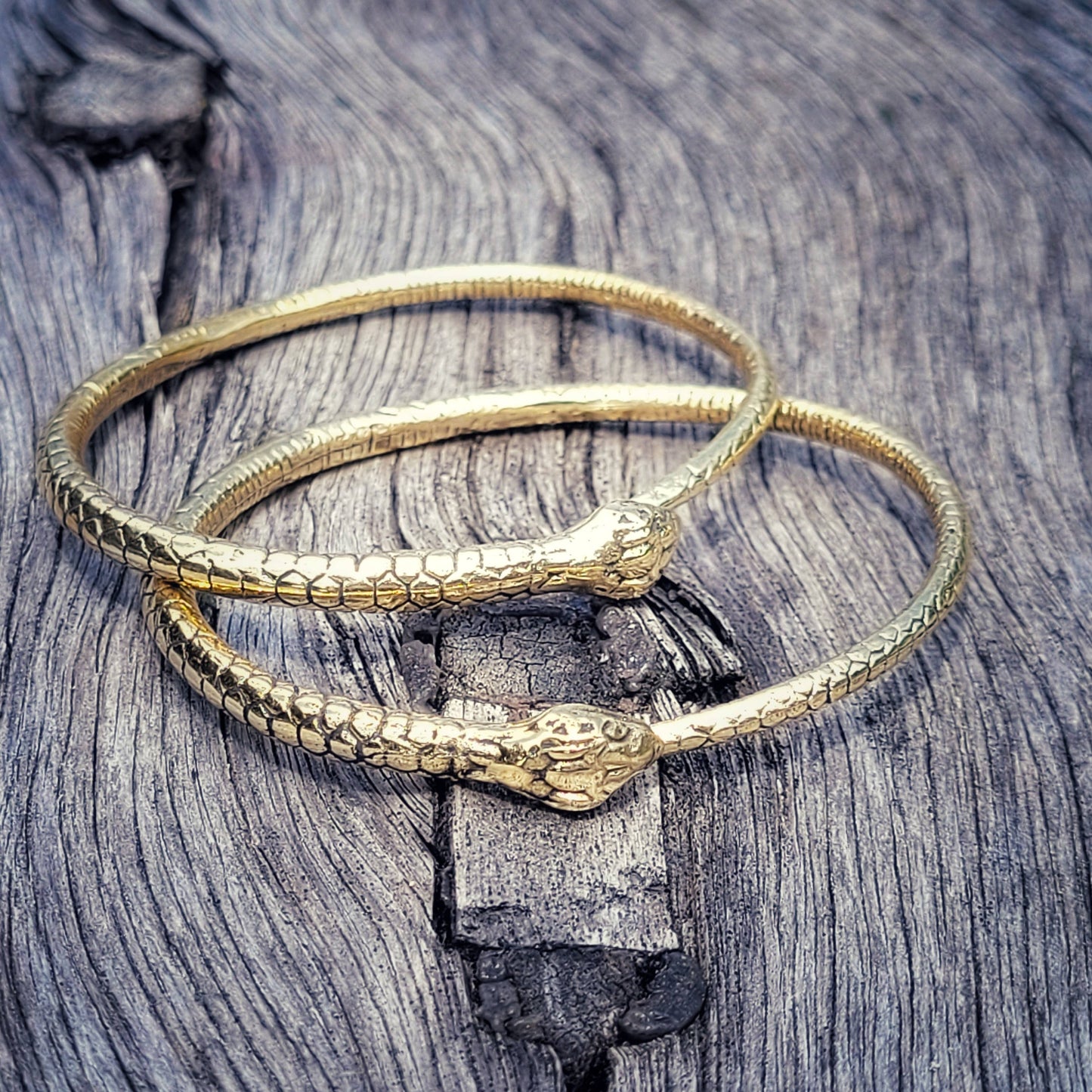 Brass snake serpent cuff bangle bracelet handmade