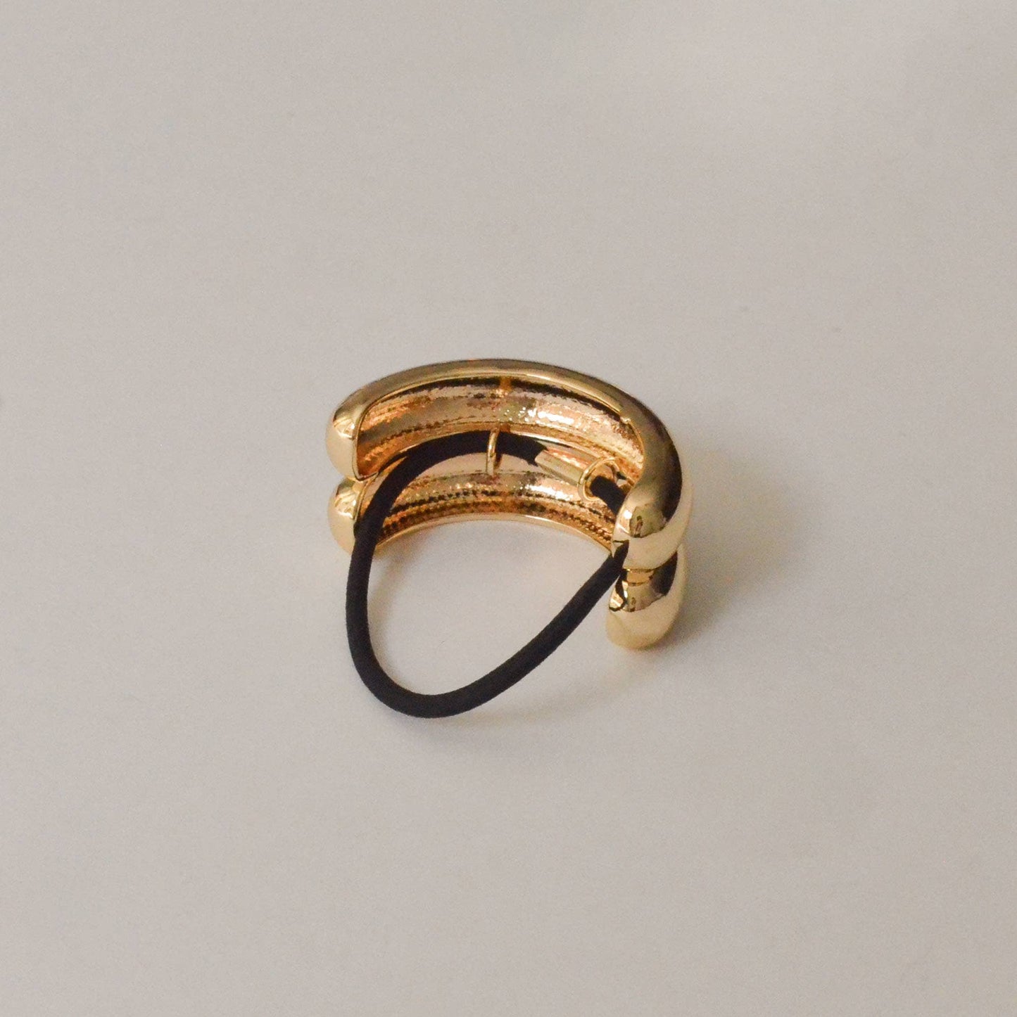 Wide Double Arch Metal Ponytail Hair Tie | Gold
