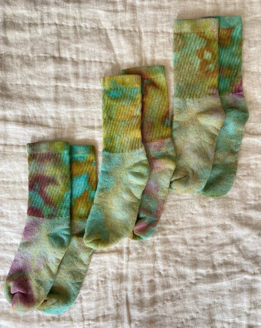 Hand Dyed Organic Cotton Crew Socks in 12 colors