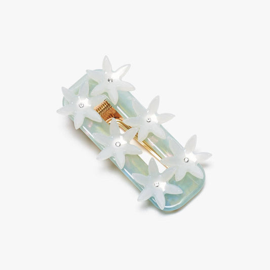 Undine Lotus Flower Alligator Hair Clip in Seafoam and White