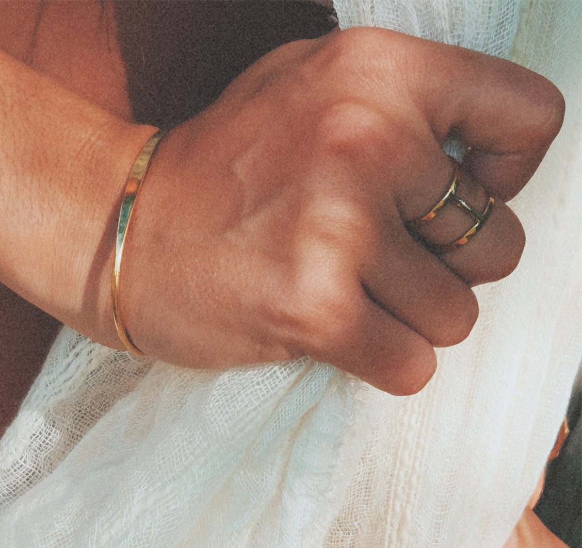 Solid Brass Caged Open Connected Ring Handmade