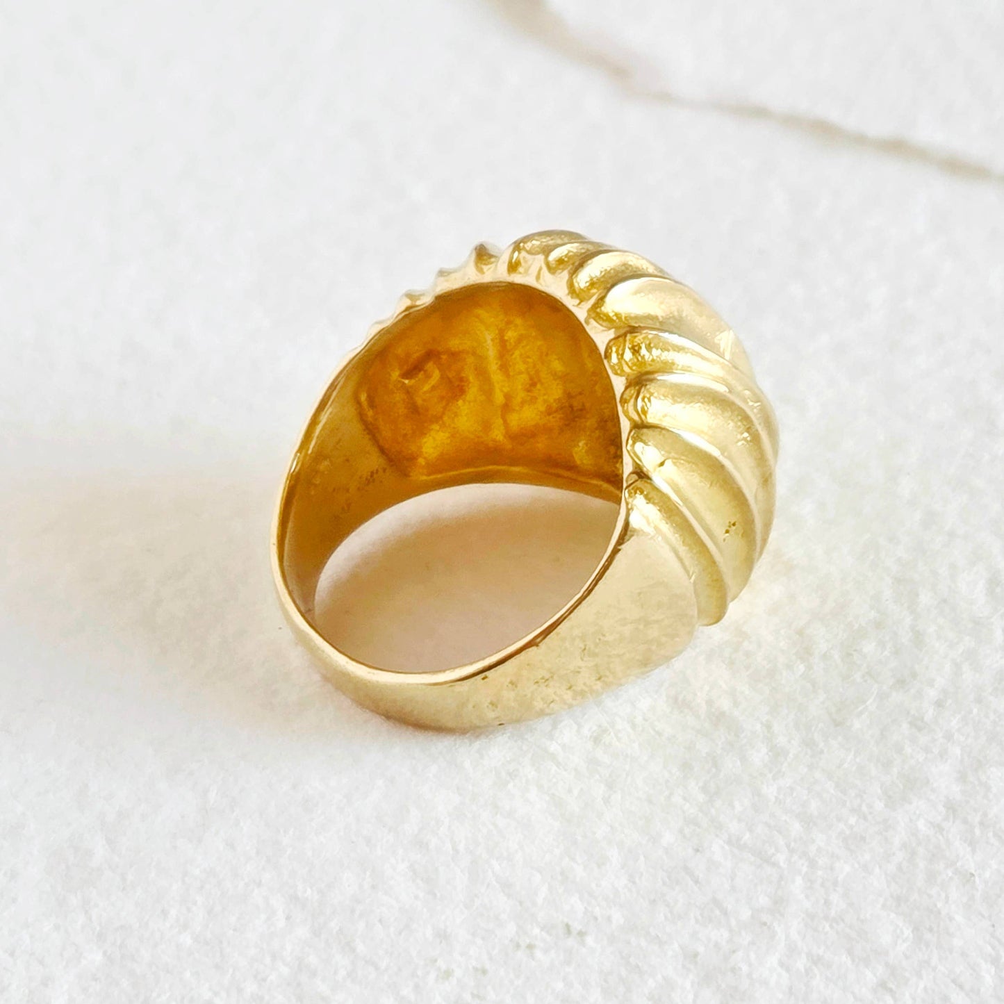 Brass dome wave statement ring