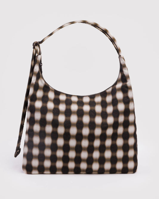 Nylon Shoulder Bag - Blurred Gingham Brown