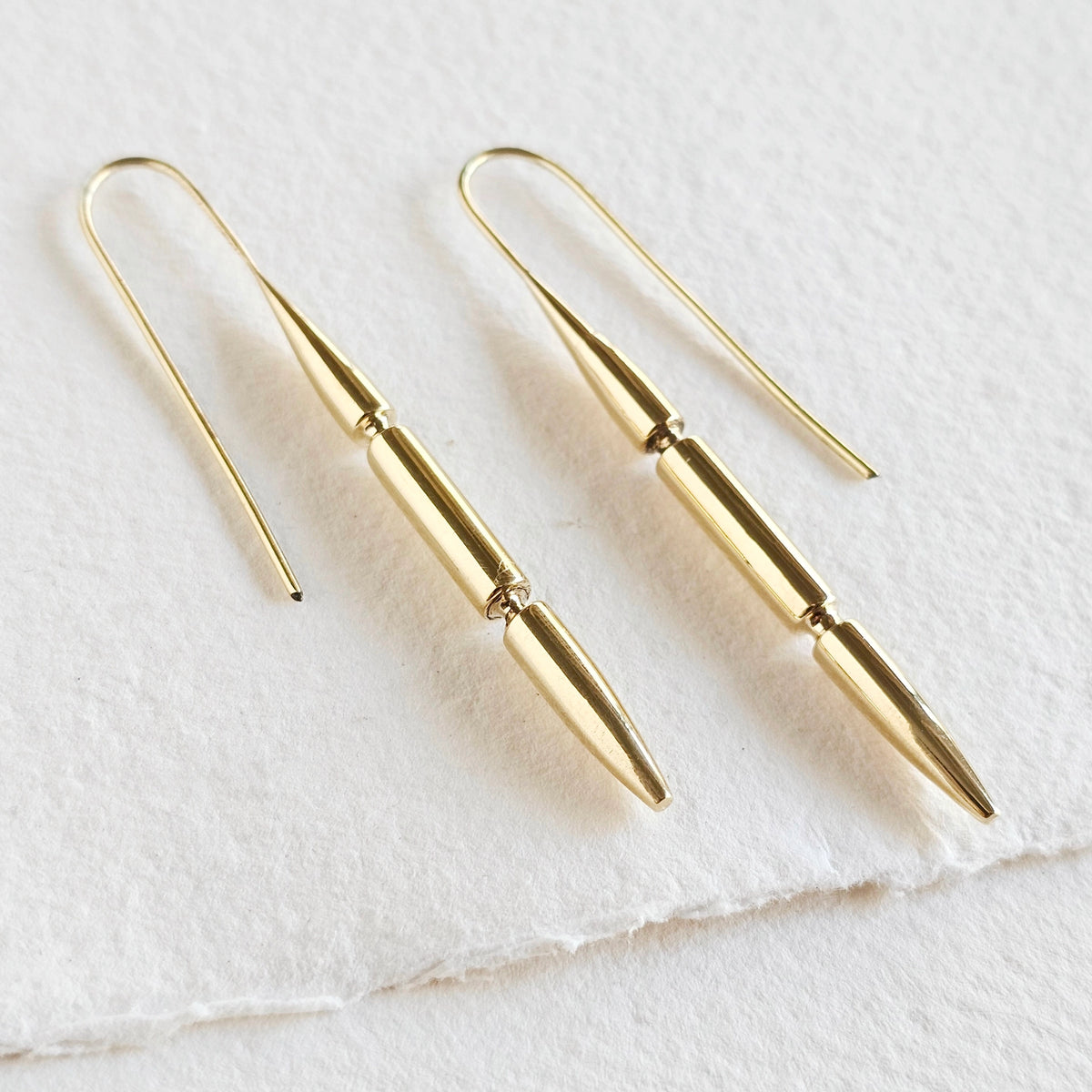 Brass Drop Needle Spear Spike Earrings