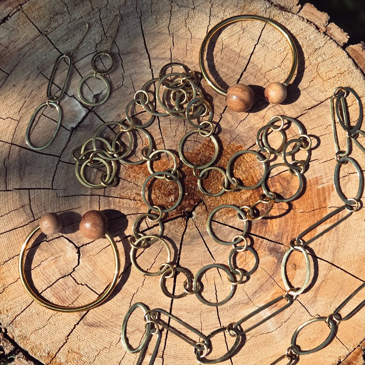 Brass Hoop Small Light Oval Earrings Handmade