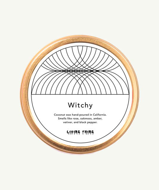 Witchy Candle Travel Tin: Amber, Oakmoss + Rose