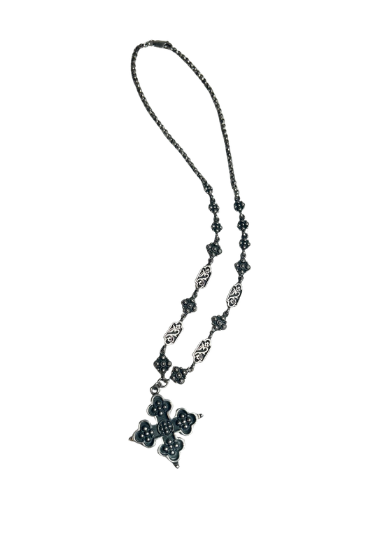 Byzantine Bottony Sterling Cross Necklace