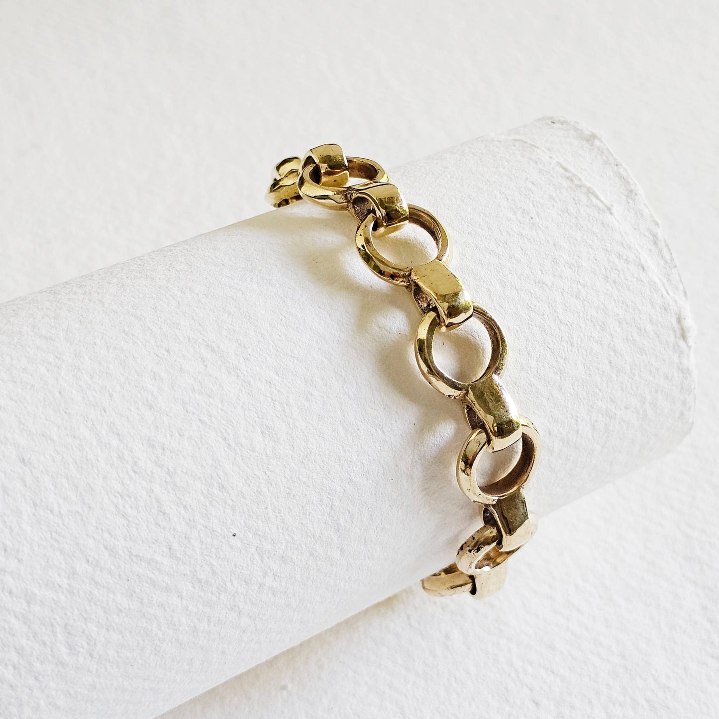 Brass Chain link chunky gemstone bracelet handmade