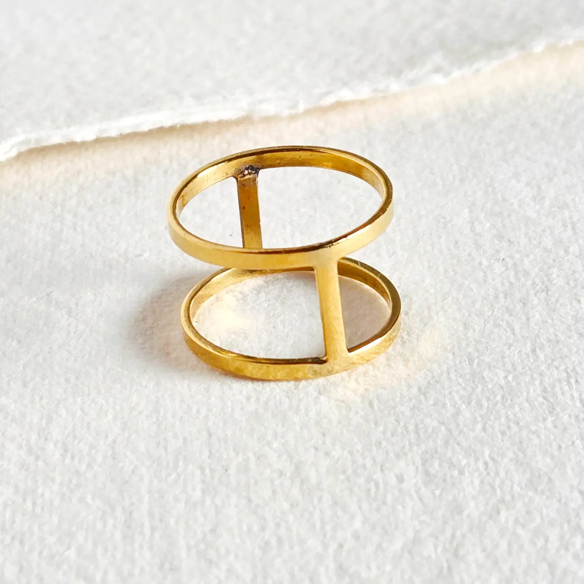 Solid Brass Caged Open Connected Ring Handmade