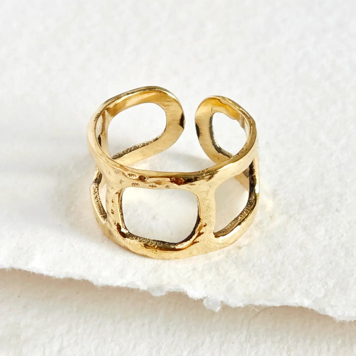 Solid Brass Open 5 Window Framed Ring Handmade