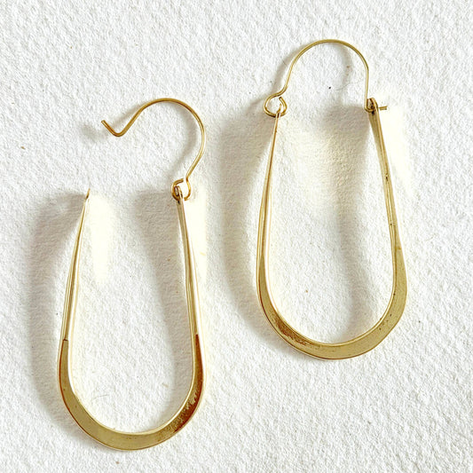 Brass Oval Hoop Earrings