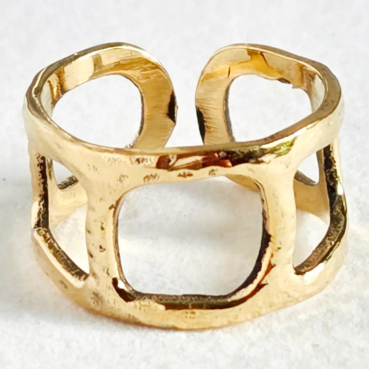 Solid Brass Open 5 Window Framed Ring Handmade