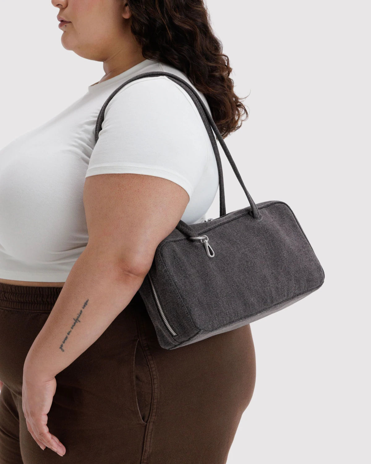Denim Bowler Bag - Black