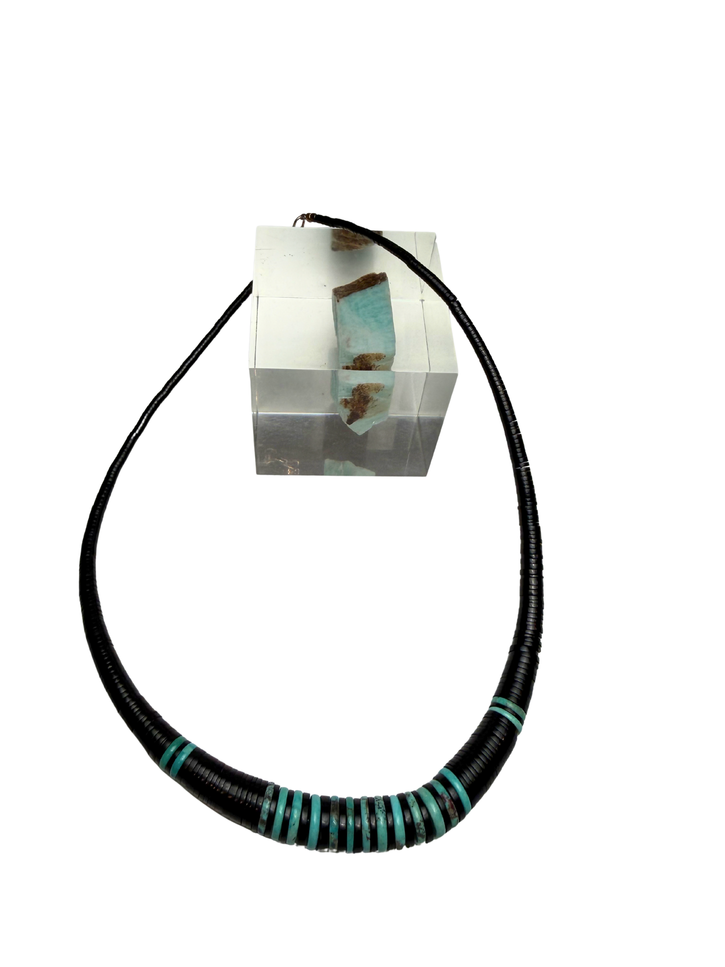 Turquoise & Black Jet Heishi Bead Necklace SDP Kewa