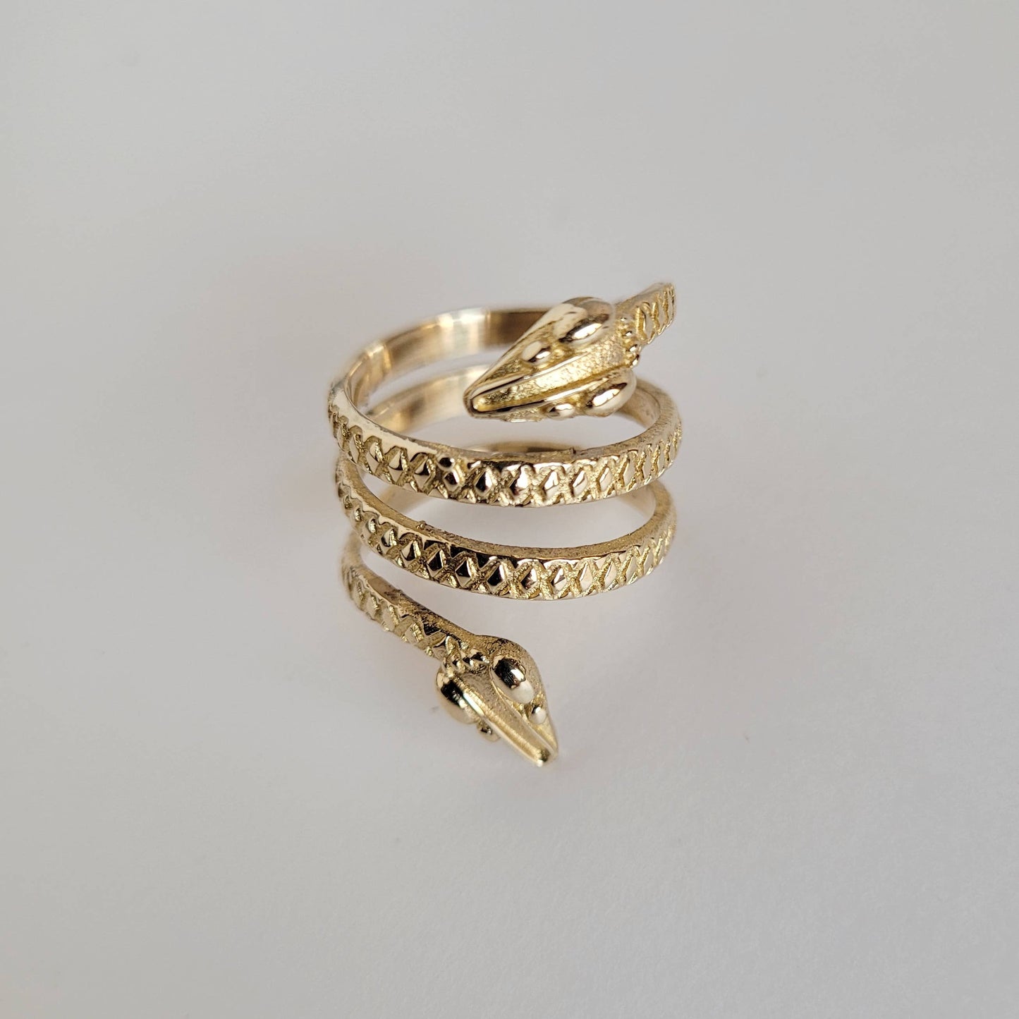 Brass snake serpent animal spiral ring