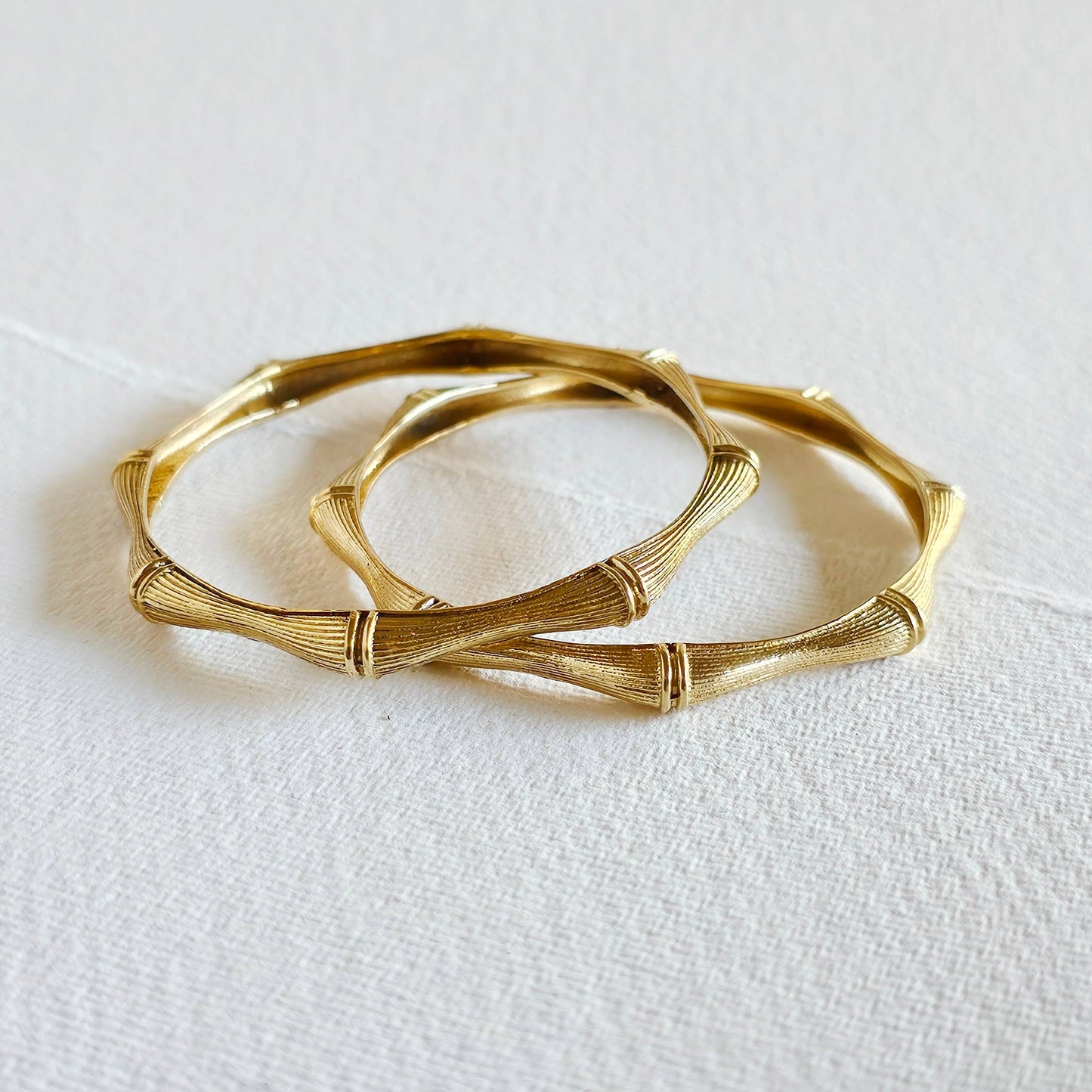 Brass bamboo classic handcast bangle bracelet