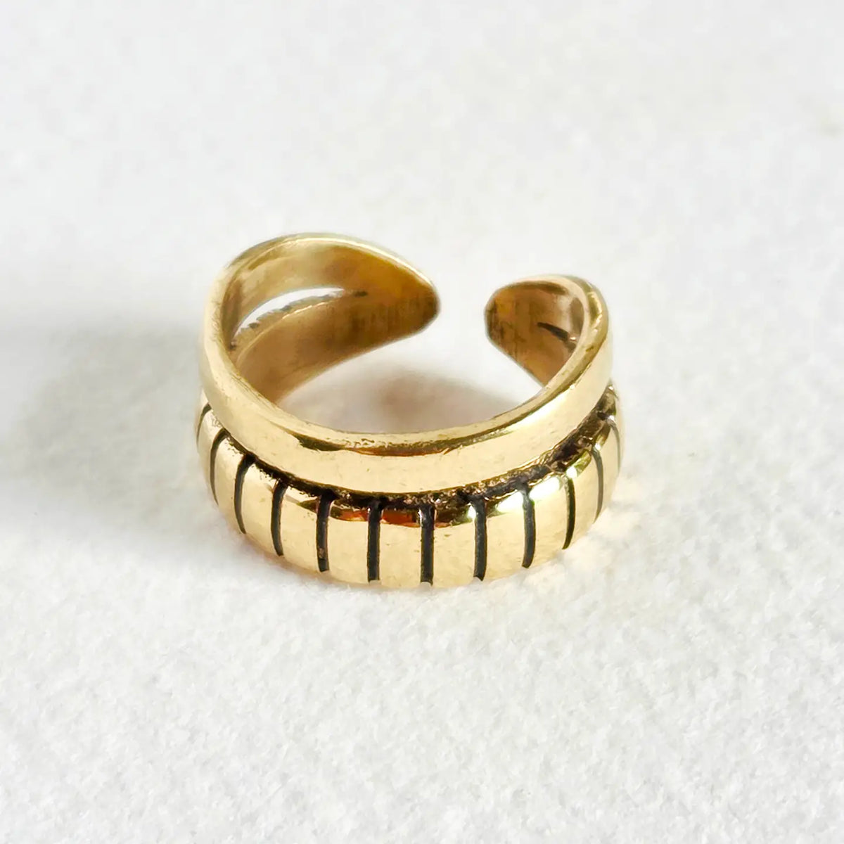 Brass Ornate Band Adjustable Ring Handcrafted