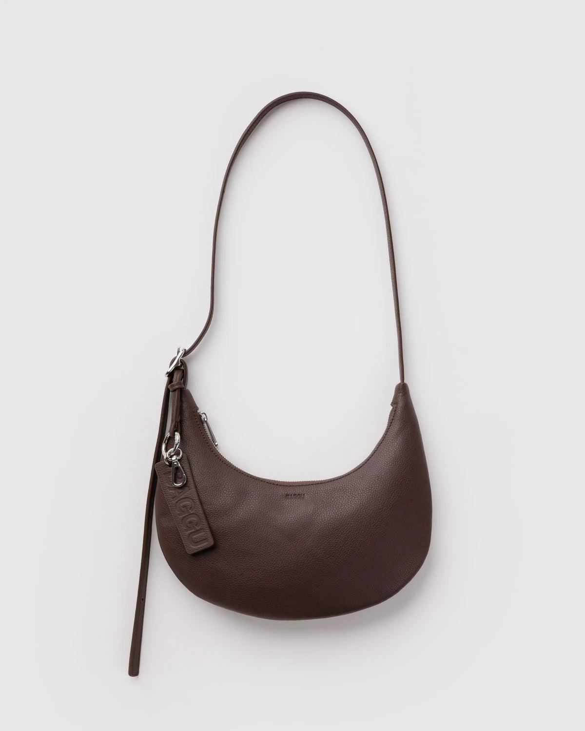 Small Recycled Leather Flat Crescent Bag